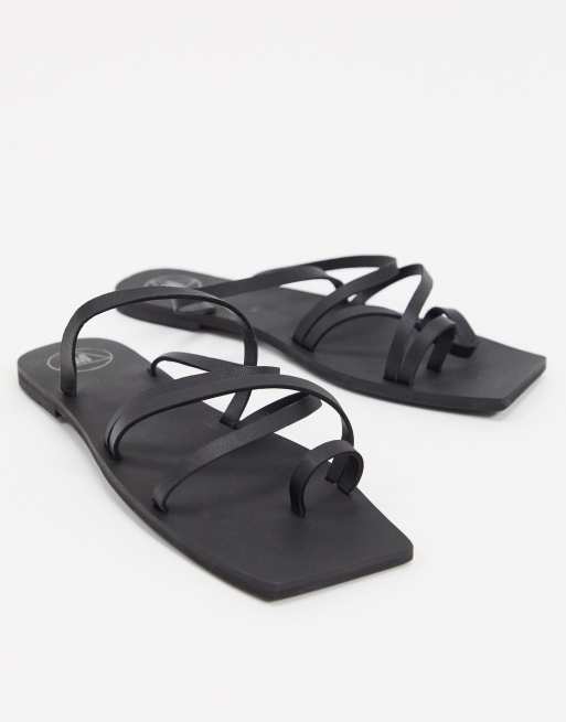 Missguided square toe sandal in black, 4 of 4