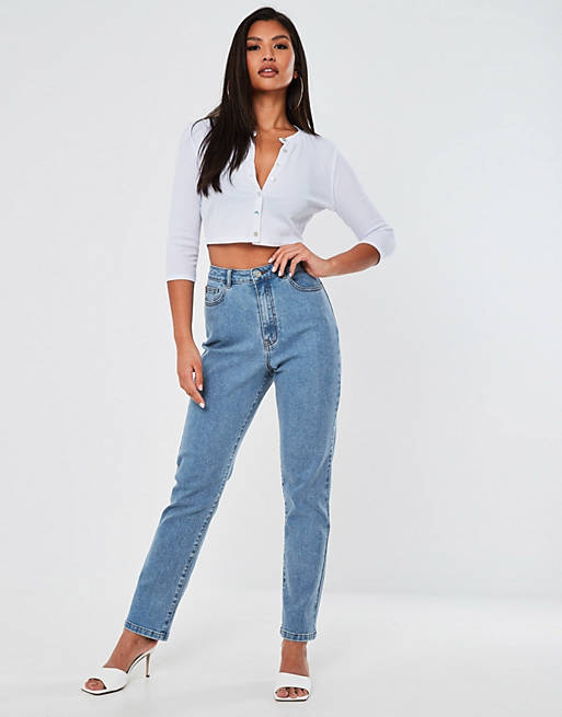 Missguided straight leg jeans in light blue wash