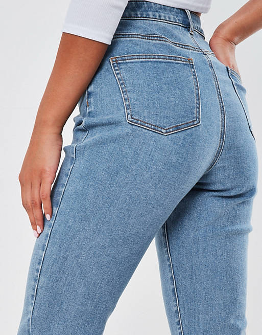Women Missguided straight leg jeans in light blue wash 