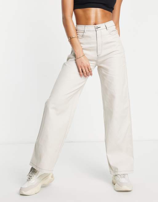 Cream contrast 2024 stitch jeans