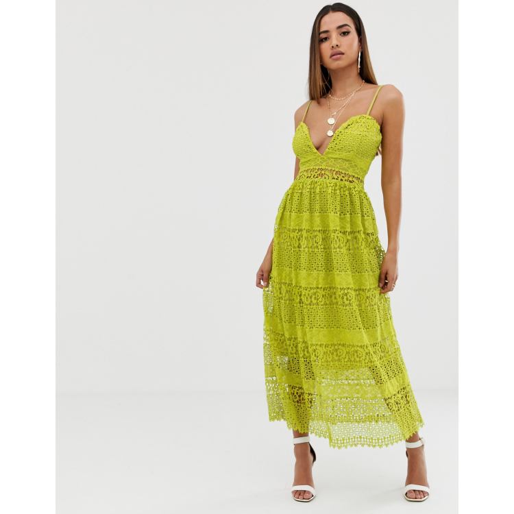 Asos missguided lace deals layered mini dress yellow