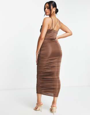 Brown Ruched Dress