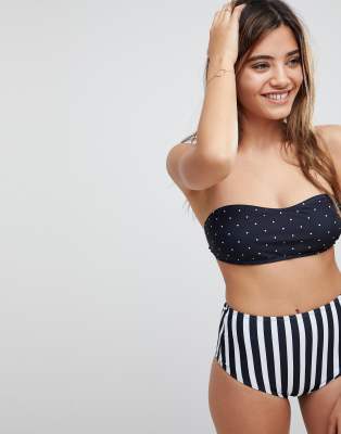striped high waisted bikini bottoms