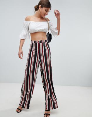 striped wide leg jeans