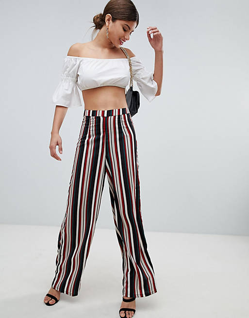 Missguided Stripe Wide Leg Trousers | ASOS