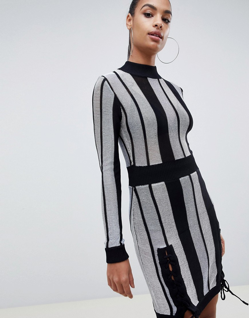 Missguided striped bodycon dress-Multi