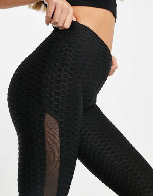 Missguided – Schwarze Sport-Leggings mit Netzeinsatz