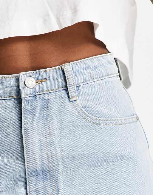 Missguided super high waist shorts with back rip in blue, 3 of 4