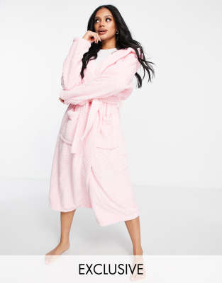 Missguided super soft fluffy dressing gown in pink