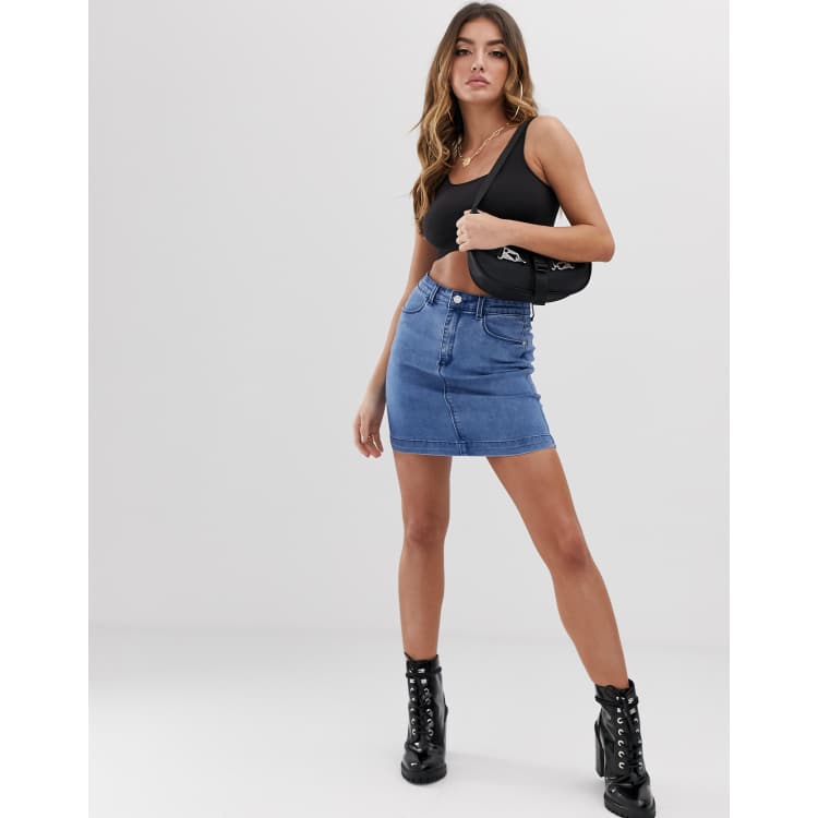 Denim pencil skirt on sale missguided