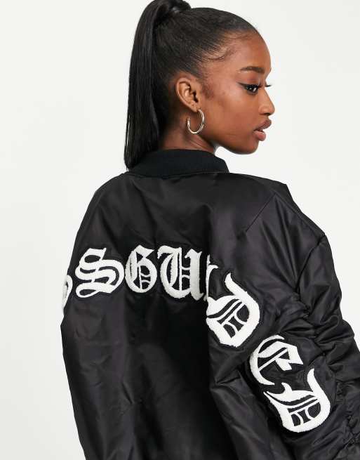 Missguided – Svart bomberjacka med rynkade ärmar, 4 av 4