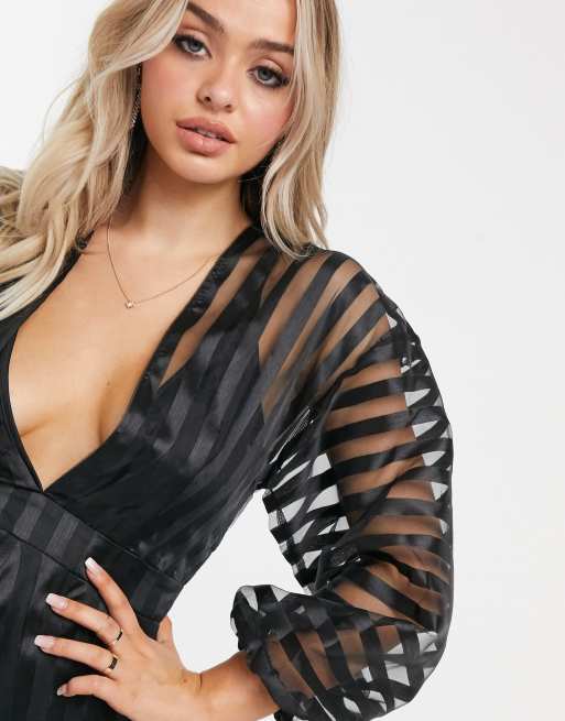 Missguided – Svart midiklänning i organza, 2 av 4