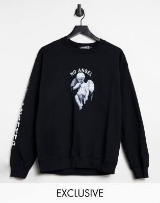 Missguided Sweatshirt With no Angel Slogan In Black ModeSens