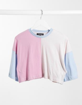 Missguided - T-shirt crop top oversize d'ensemble à motif color block