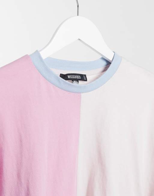 Missguided - T-shirt crop top oversize d'ensemble à motif color block, 3 de 4