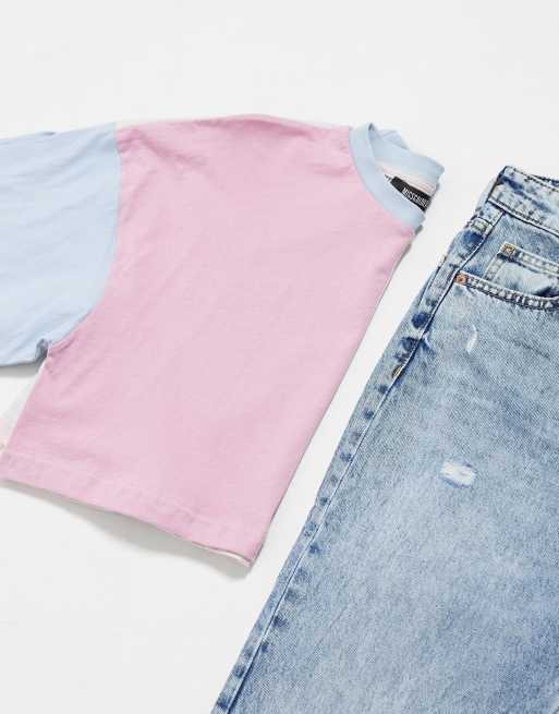 Missguided - T-shirt crop top oversize d'ensemble à motif color block, 4 de 4