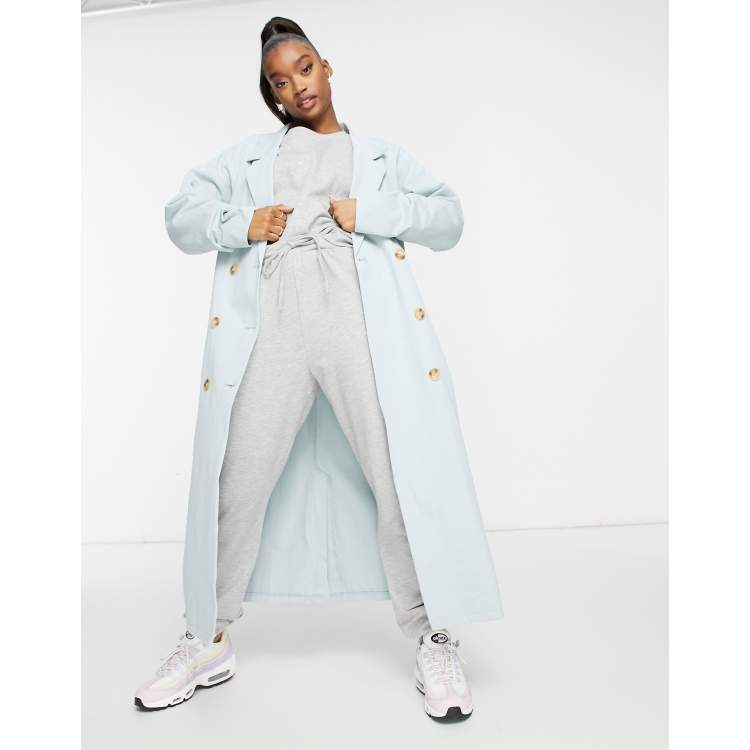 Missguided tailored duster trench coat in blue ASOS