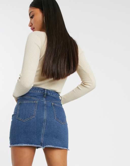 Missguided a line denim cheap skirt