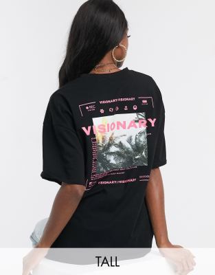 Missguided Tall back graphic oversized t-shirt in black | ASOS