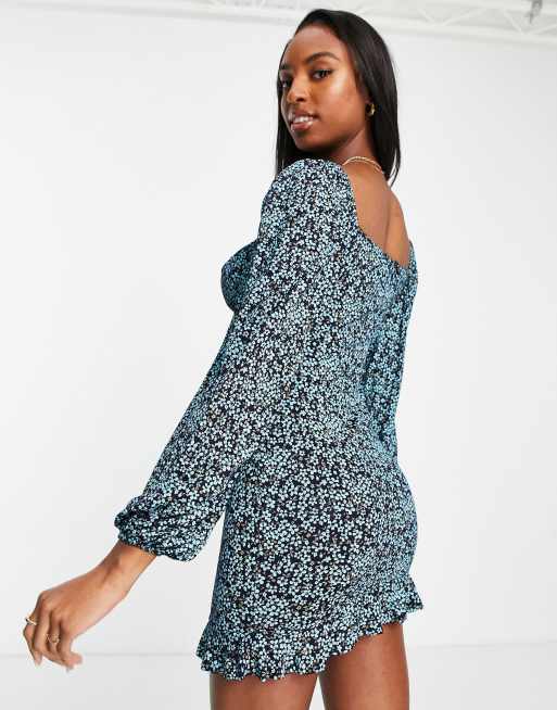 Missguided Tall balloon sleeve mini dress in floral print, 2 of 4