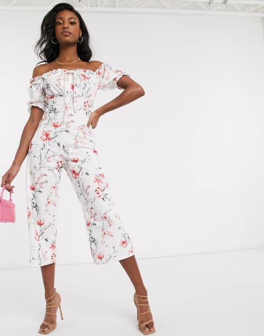 Missguided pink deals floral jumpsuit