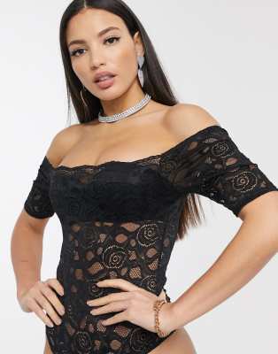 bardot lace bodysuit
