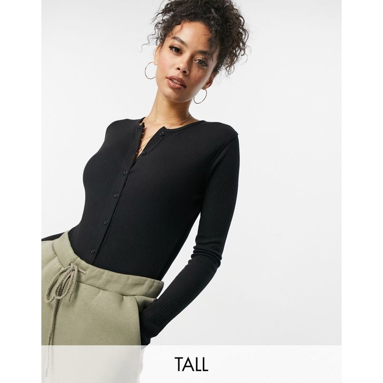 Missguided, Recycled Tall Rib Button Detail Bodysuit