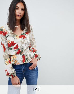Missguided - Tall - Bloemenblouse-Beige