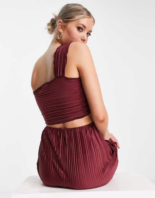Missguided Tall - Bralette met blote schouder in pruimrood, deel van co-ord set, 2 van 4