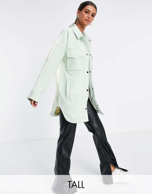 Missguided Tall - Camicia giacca menta con motivo pied de poule combinato sulla schiena