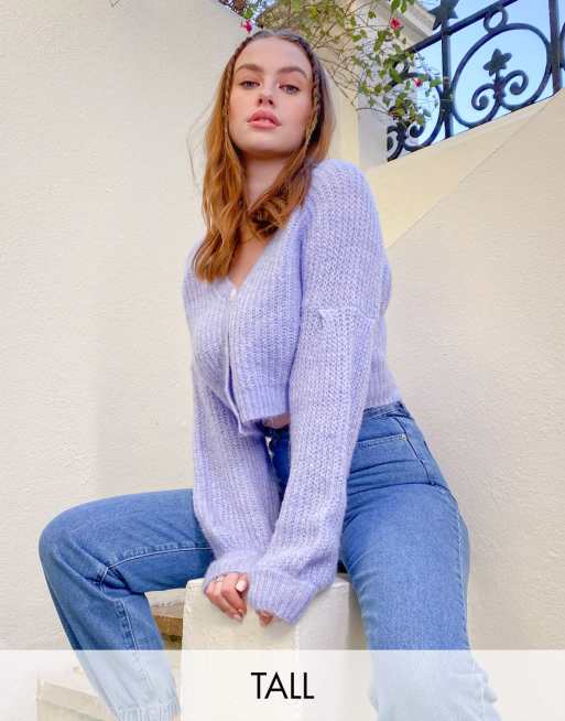 lilac balloon sleeve cardigan