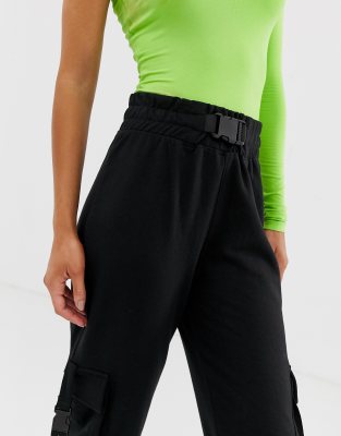 black cargo trousers with belt