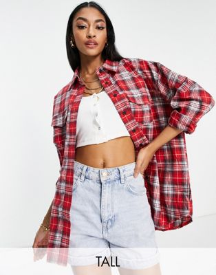Missguided Tall check shirt in red