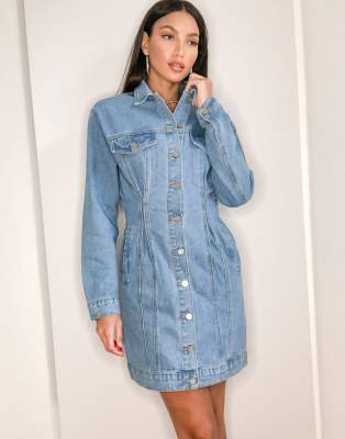 cinched waist denim dress