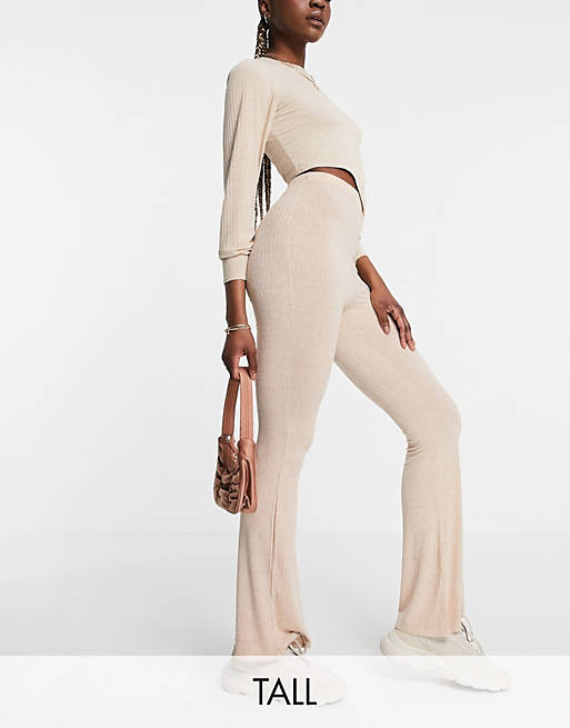 Missguided Tall co-ord kickflare trouser in beige