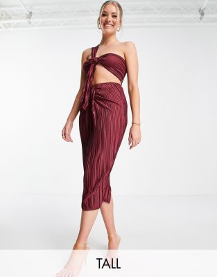 Missguided Tall Missguided Tall co-ord midi skirt with ruched front in plum-Purple