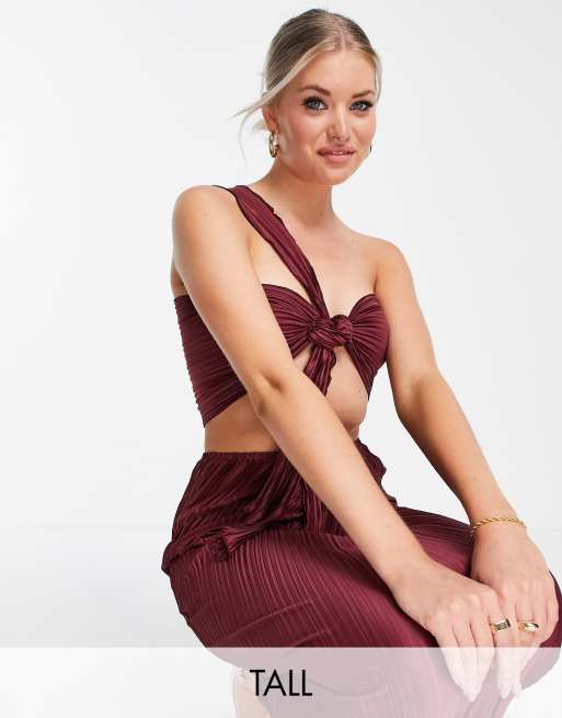 Missguided Tall co-ord one shoulder bralet in plum