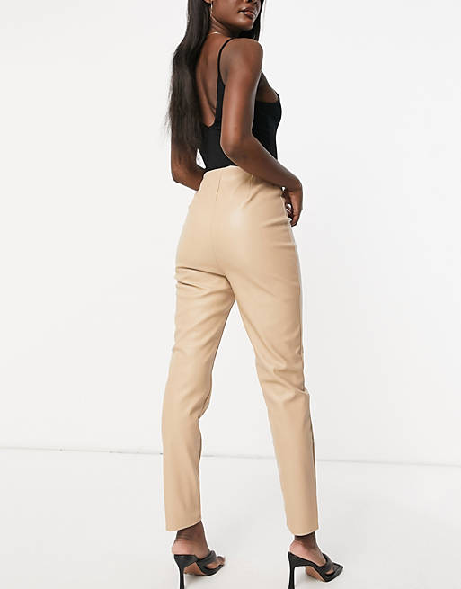  Missguided Tall co-ord PU trouser in beige 