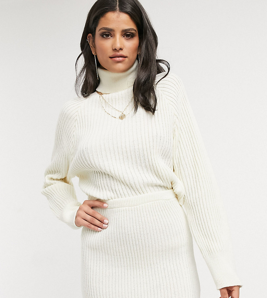 Missguided Tall co-ord roll neck crop jumper in cream