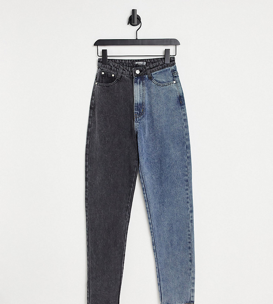 Missguided Tall color block straight leg jeans in blue-Blues