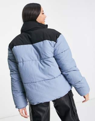 womens colour block puffer jacket