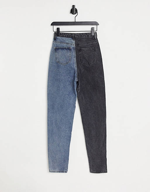  Missguided Tall colourblock straight leg jeans in blue 