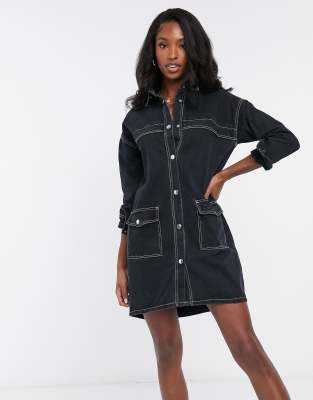 missguided black denim dress