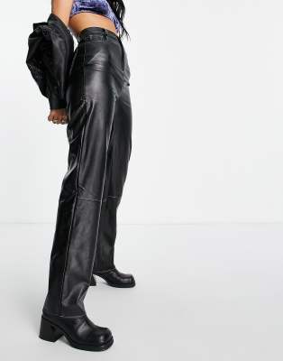 missguided black leather pants