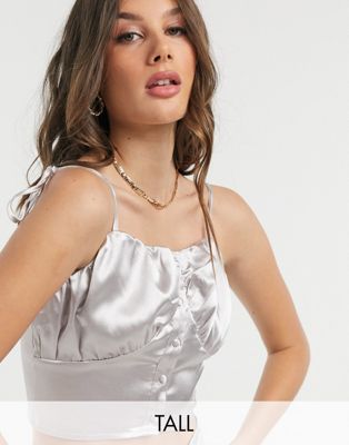 Missguided Tall Strappy Bralet Satin In Grey for ผู้หญิง
