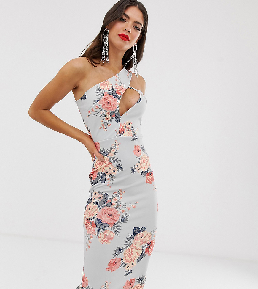Missguided Tall cut out shoulder midi dress in floral print-Multi