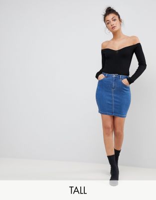 tall denim mini skirt