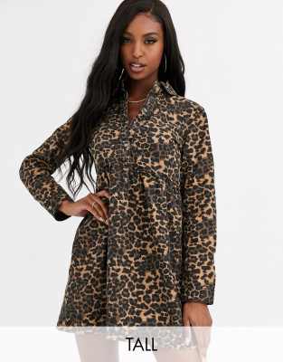 denim leopard print dress