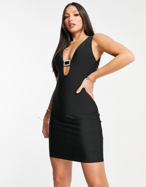 Missguided black 2025 bandage dress