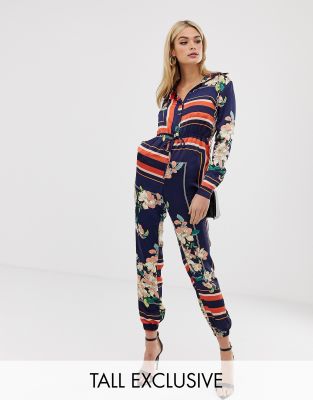 mixed print jumpsuit